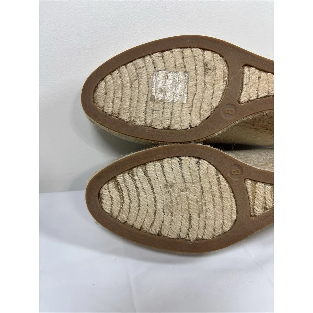 J Crew Womens 8 Seville Gold Canvas Wedge Espadrille Heels Pump Preppy Versatile